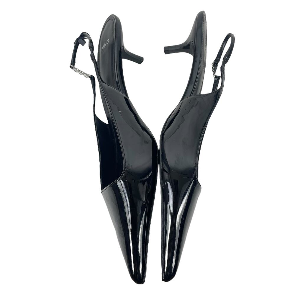 Mango MNG Rhinestone Slingback Kitten Heel Pump Black Size 40/ US 9 - Picture 6 of 13